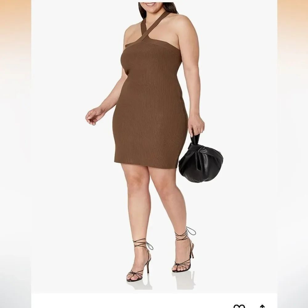 The Drop Women's BruniaโHalter Midi Sweater Dress, Coffee NWT